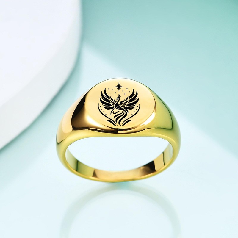 Rise From Ashes Phoenix Signet Ring, S925 Silver Phoenix Ring