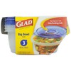 Glad Ware Big Bowl Containers with Lids, Round Size, 3
