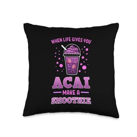 Acai Berry Anime Figure Blueberry Manga Merch When Life Gives You Acai Make A Smoothie Vegan Superfood Throw Pillow, 16x16, Multicolor