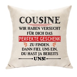 Hasodeo Cousin to Cousin Gifts Siblings Gifts Cushion Cover Decoration 45 x 45 Original Gifts for Cousin Long Distance Gifts Christmas Birthday Gifts Decorative Cushion Covers (Cousin)