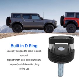 Billet Aluminum Hard Top Quick Removal Fastener Thumb Screw, 8 Pcs M8 1.25 Thread Integrated D Ring for Bronco 2dr 4dr 2021 Onwards (Black)