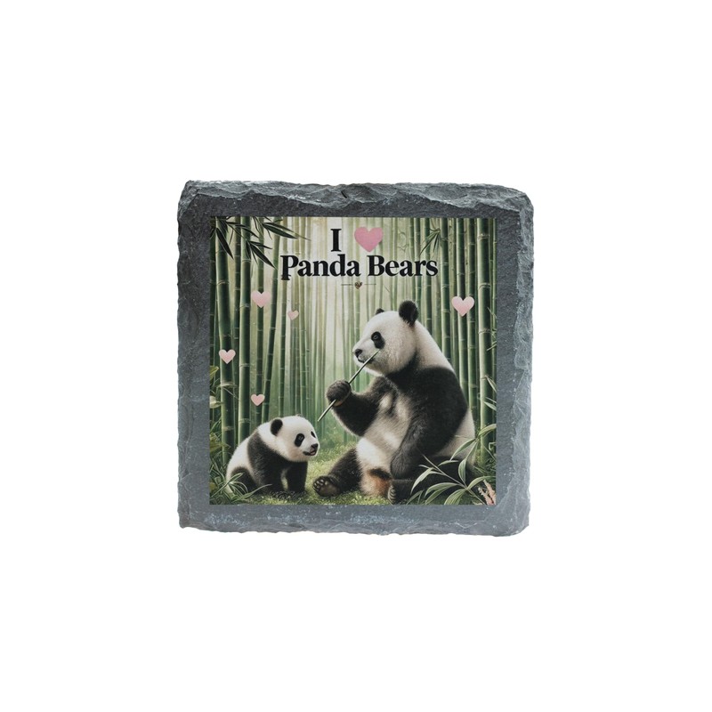I Love Panda Bears Slate Coaster – Bamboo Forest Theme