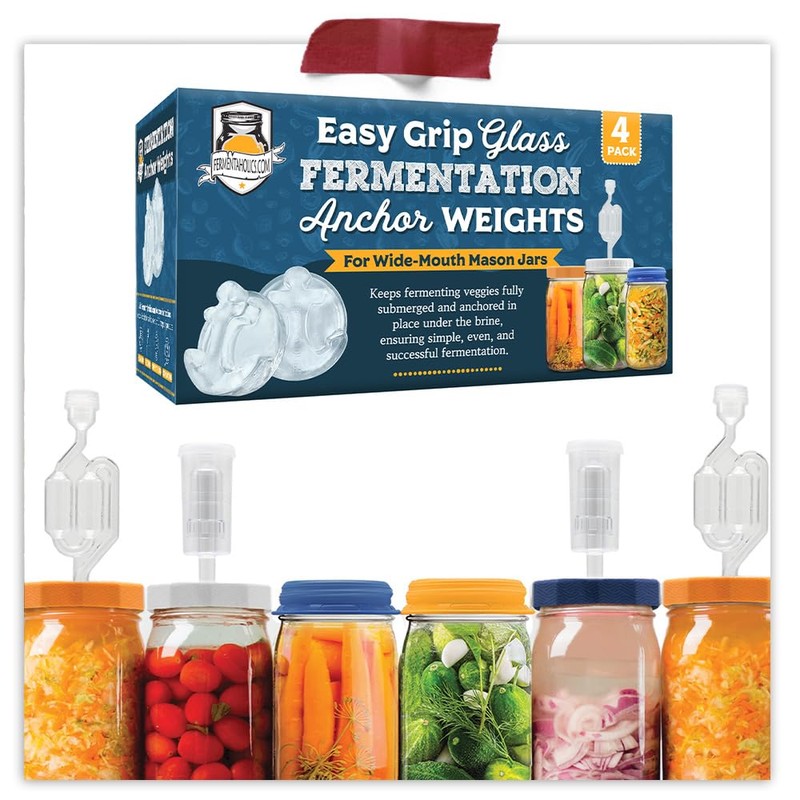 4 Pack Glass Fermentation Weights With Easy Grip Handles -