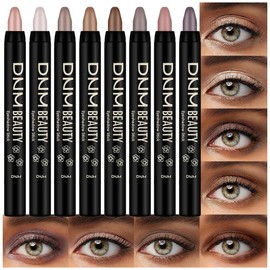 Kaely 8Pcs Cream Eyeshadow Stick Set for Eyes Makeup,Champagne Pearl Taupe Bronze Cocoa Stone Putty Smoky Amethyst,Matte Shimmer Glitter Eye Shadow Pencil Pen Crayon Bulk Waterproof,sombras para ojos