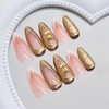 Gold Press on Nails Medium Almond Summer Glitter Fake Nails