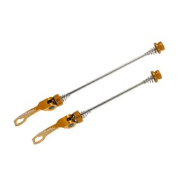 BULLSPANN 1 Pair Front Rear Bicycle Axle Skewers Quick Release Levers Aluminum Alloy 145mm 185mm Gold Tone MTB Bike Replacement Parts Accessories
