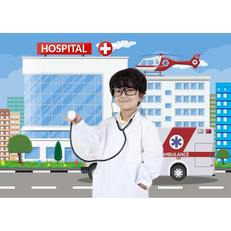 Loccor 6x4ft Fabric Hospital Backdrop for Nurse Graduation Ambulance Medical