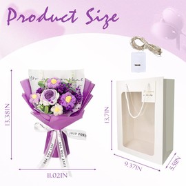 Phaicoilo Crochet Flower Bouquet: Completed Crochet Rose Flowers Dried Natural Gypsophila Baby's Breath Flowers Bouquet for Birthday Home Decor (Purple)