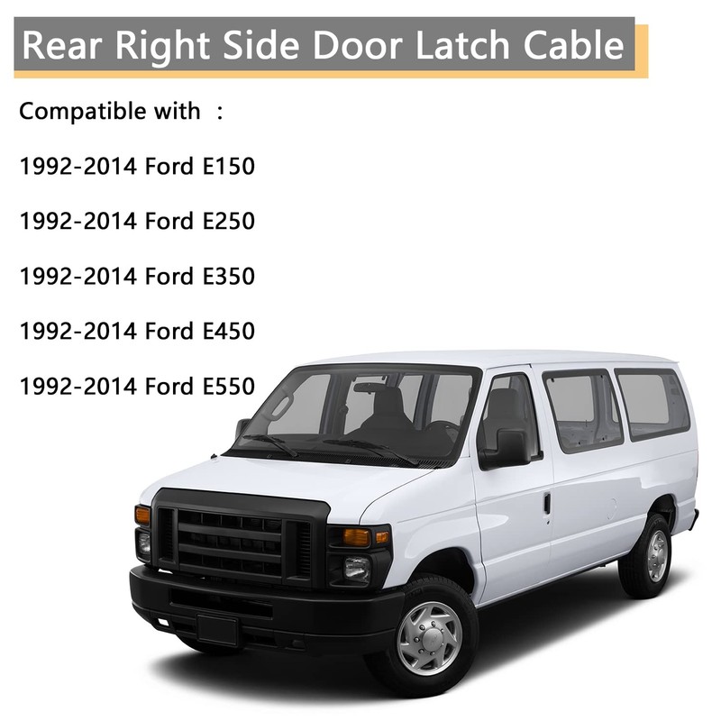 Rear Door Latch Cable Compatible for 1992-2014 Ford E150 E250