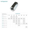 Long Nut M8 x 25 mm Galvanised Steel Hexagonal Connection