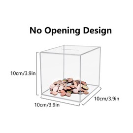 3.94”× 3.94”× 3.94” Clear Acrylic Money Box Smash Money Saving Box Clear Piggy Bank for Kids