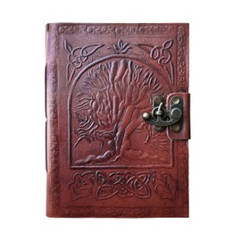 M&N Handmade Tree of Life Embossed Tanned Leather Journal, Notebook, Blank Pages