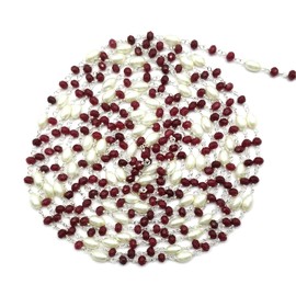 Ruby Jade with Glass Pearl 36 Inch 92.5 Sterling Silver Plated 4 mm - 4 x 6 mm Rondelle Drum Faceted Smooth Beads Necklace Chains Bulk for DIY Necklace Bracelet Choker Jewellery Making DIY 3 Feet