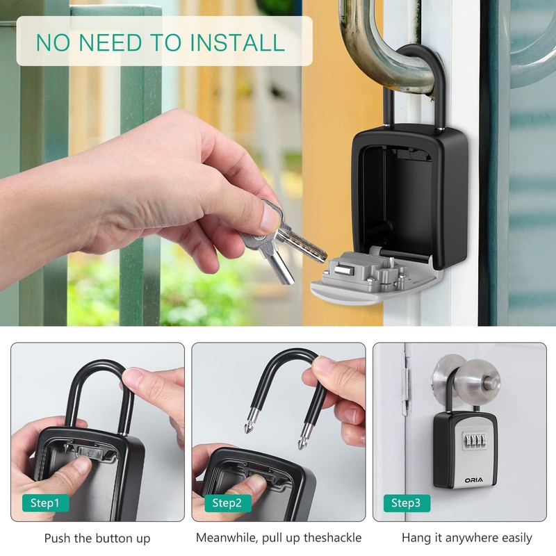 ORIA Key Lock Box, Key Safe Box, 4 Digit Combination
