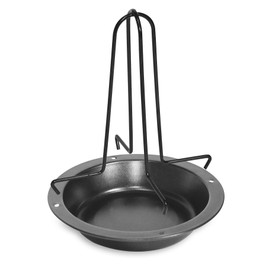 Fackelmann Chicken Roaster, with Bowl, Vertical Holder with Drip Pan, For Oven, Upright Poultry Roaster, 4x18x22cm, Black