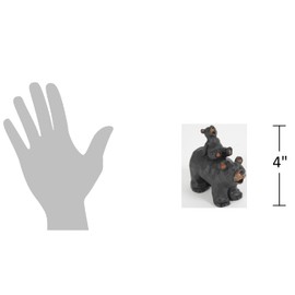 SLIFKA Resin Piggy Back Bear Cub Figurine Hand-Carved Wood Look