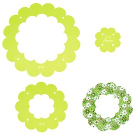 BENECREAT 3 Sizes Flower Acrylic Quilting Templates, 3" 6" 9" Green Yellow Reusable Acrylic Quilting Template with Film Protection for DIY Hand Patchwork Cutting Craft, Hole: 4mm