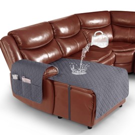 Ruaozz 100% Waterproof Chaise Lounge Couch Cover for Sectional Recliner Sofa 1 Piece Chaise Cover Washable Non Slip Furniture Protector with Adjustable Straps (Left Facing Chaise Cover, Dark Grey)