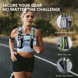 Geila Ultralight Hydration Backpack (5.5L) for Running, Trail Running, Marathon, and Cycling – Includes 2x250ml Water Bottles