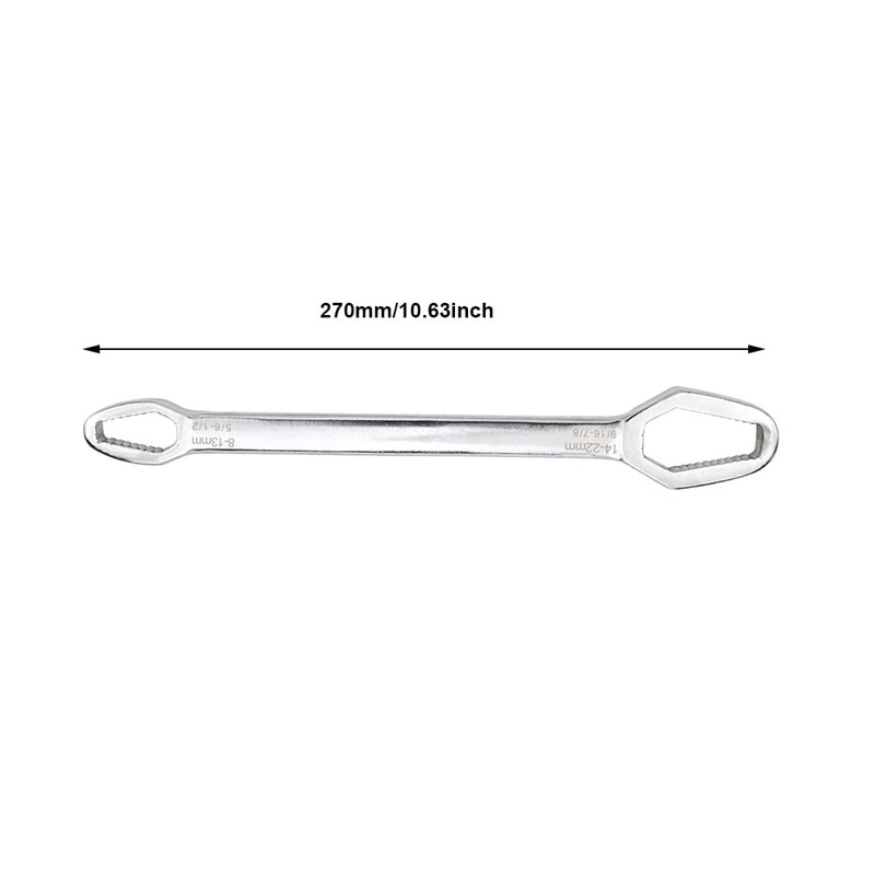 8-22mm Double-Head Universal Spanner, Multi-Purpose Ring Wrench, Self-Tightening Home and
