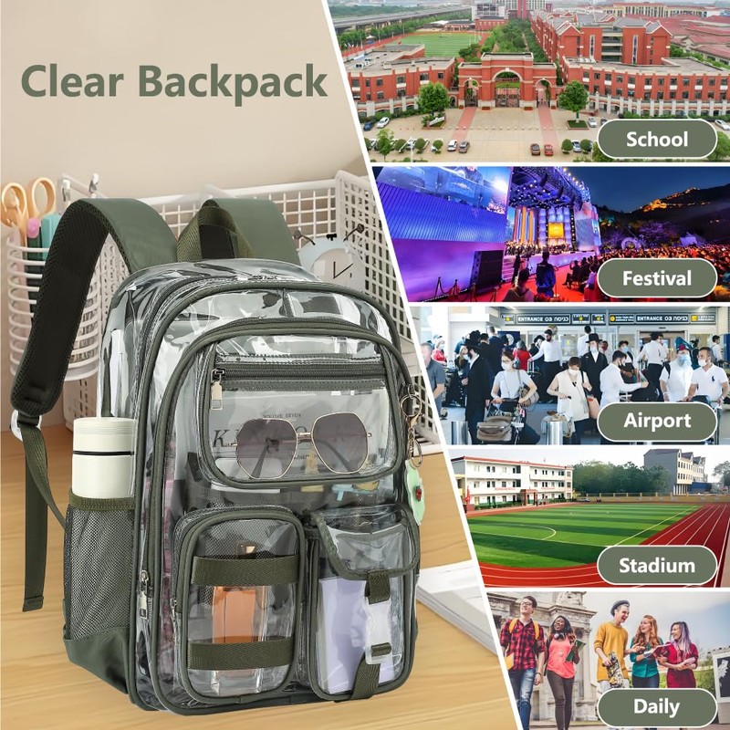 Lroiutian Clear Backpack for School Girls Boys Heavy Duty Transparent