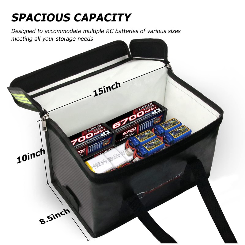 ROLOWAY Lipo Battery Bag (15 x 8.5 x 10 inch),