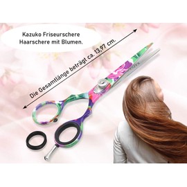 Kazuko Flower Line Hairdressing Scissors 13.97 cm Stainless Steel Extra Sharp Hairdressing Scissors for Precise Hair Cutting 5.5 Inches