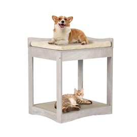 unipaws Cat Window Perch, Pet Bunk Bed for Small Dogs and Cats, Elevated Bed with Cushion and Cat Scratch Pad