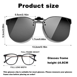Dtoterul 2 Stück Sonnenbrille Clip, Polarisiert Clip Auf Sonnenbrillen, Sonnenbrillen Aufsatz Für Brillen, Polarisationsbrille Clip, Geeignet Für Damen Herren(Schwarz,Blau)