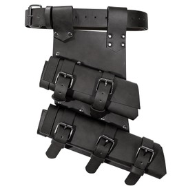 Medieval Double Sword Frog Holder Sheath Holster with Belt Retro Viking Knight Renaissance Accessory Ren Faire Cosplay (Dual-Black)