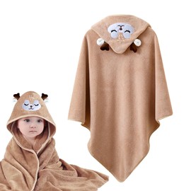 XdealCozyxc Hooded Baby Towel, Ultra Soft Bath Towels Newborn with Hood for Boy and Girl (Brown)