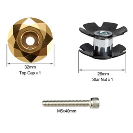 PLATTBK Bike Headset Top Cap with Headset Star Nut Aluminum Alloy Road Bike MTB Stem Cap Fits 1-1/8" (28.6mm) Stems and Forks