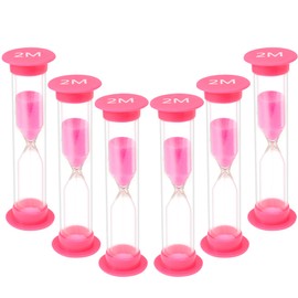 HOKPA Two Minutes Sand Timer, 6Pcs Pink Mini Glass Hourglass Timer 2 Minutes Sand Clock Timer