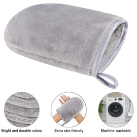 PHOGARY 8 Pack Flannel Face Mitten, Reusable Makeup Remover Mitt Gloves, Flannel Soft Body Shower Towels, Bath Spa Cloth, European Style Wash Cloth, 6×8inch, Grey