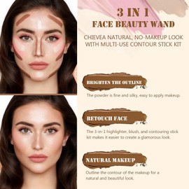 Juego de 4 Barras de Contorno con Pinceles de Maquillaje, Resaltador,Bronceador y Tonos de Rubor Lápiz de Contorno no Graso Impermeable para Contornear Fácilmente tu Rostro para un Maquillaje Liviano