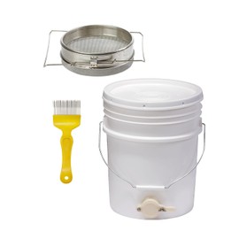 Little Giant® Honey Straining Kit | Honey Bucket with Metal Honey Straining Filter, and Straining Cloth
