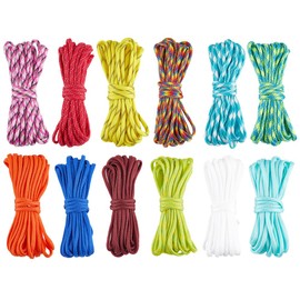 SOFPLATE 197 Feet/60M 12 Colors Paracord Combo Parachute Cord Kit 4mm Nylon Multifunction Survival Bracelets Climbing Paracords Thread Rope Lanyard Stripe Cords for Hiking DIY Crafts Projects Supplies