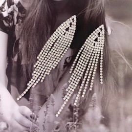 SELOVO Rhinestone Dangling Earrings Chain Tassel Wedding Clear Drop Dangle Earrings Rhinestone Crystal Silver Tone