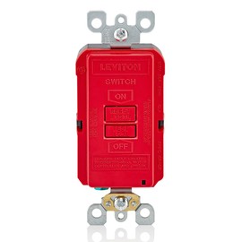 Leviton Blank Face GFCI, 20 Amp, Self Test, LED Indicator Light, Provides GFCI Protection where an Outlet is not Needed, GFRBF-R, Red