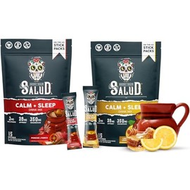 Salud 2-Pack | 2-in-1 Calm + Sleep (Punch) & Calm + Sleep (Lemon Honey) – 15 Servings Each, Drink Mix, Dairy & Soy Free, Non-GMO, Gluten Free, Vegan, Low Calorie, 1g of Sugar