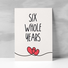 Postcard Prints - 6 Year Anniversary Card For Husband or Wife Anniversary Card for 6th Anniversary Card For Boyfriend or Girlfriend Six Wedding Anniversary
