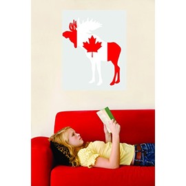 Wall Decal Canadian Moose Flag Canada Maple Leaf Logo Size 12 Inches X 18 Inches