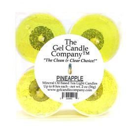 4 Pack of Pineapple Scented Mineral Oil Based Up to 8 Hour Scented Tea Lights by The Gel Candle Company