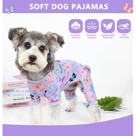 Dog Pajamas Spring Summer Dog Clothes for Small Medium Dogs Girl Boy Cute Soft Puppy Pjs Clothes Doggie Onesies Cat Pet Jammies Outfit(Butterfly,S)