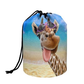 chaqlin Kosmetiktasche mit Kordelzug, für Damen und Mädchen, tragbar, Kosmetiktasche mit Kordelzug, Strandgiraffe, Einheitsgröße, Kulturbeutel