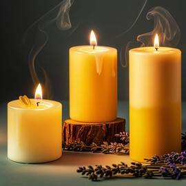 Natural Beeswax Candles Lavender/Sandalwood/Vanilla Sky Scented, 140H Burn Time,Prayer Home Decor, Eco-Friendly Gifts for Relaxation & Aromatherapy (3Pack, Vanilla Sky,Lavender,Sandalwood Mixed)