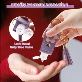 Schlüsselanhänger mit Handdesinfektionsmittel, 4 Farben, 30 ml tragbarer Leder-Schlüsselanhänger mit nachfüllbarer Flasche, leeres Etui für Lotion, Flüssigseife, Shampoo, 4 Farben, 2.9"L x 1.1"W x 0.9