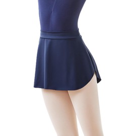 Women Pull On Ballet Skirt Elastic Mini Skirt for Dancing Deep Blue