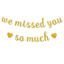 Maicaiffe We Missed You So Much Banner - Welcome Back Party Decor - Welcome Home - Retirement Graduation Party Decorations, Gold Glitter