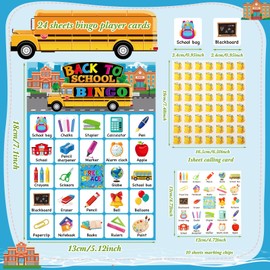 Liliful 35 Pieces Back to School Bingo 24 Players First Day of School Bingo Cards Classroom Party Games for Boys Girls Adults Family Classroom Activities School Birthday Party Favors